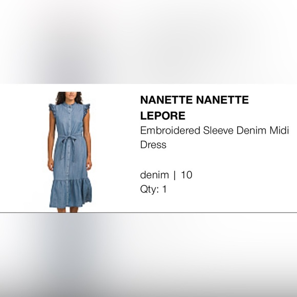 Nanette  Lepore Blue Denim Embroidered Sleeveless Dress. NWT Size 10 - Picture 2 of 9